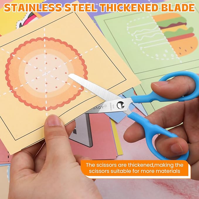 60Pack 5" Small School Student Blunt Craft Kids Scissors, Sharp Stainless Steel Blades Safety Comfort Grip Scissors for Kids Children Cutting Paper, 5Inch