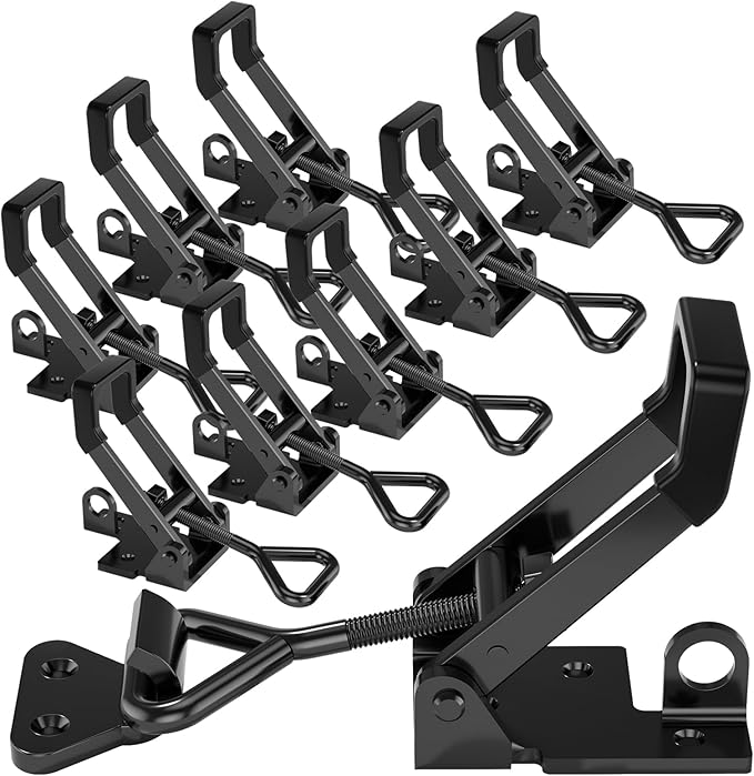 8Pack Heavy Duty Toggle Clamp Latch,4003 Style 1320lbs Capacity Pull Clamp Black Adjustable Quick Release Hasp Clamps for Smoker Cabinet Boxes Case Trunk Jig,Metal Toggle Latch Catch Set