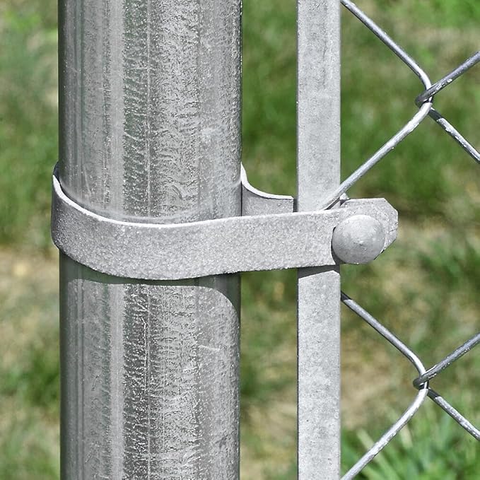 Galvanized Steel Chain Link Tension Band, Durable Steel Chain Link Fence Hardware, Rust-Resistant, Easy Install, Includes Required Bolt (25, 6-5/8")