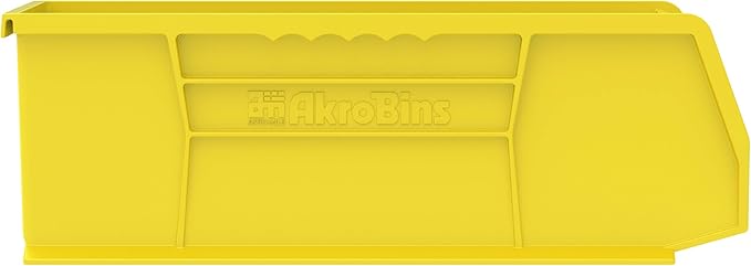 Akro-Mils 30234 AkroBins Plastic Storage Bins, Space-Saving Stackable Bins for Garage, Pantry, Craft Organization, 15-" x 5-" x 5-", Yellow, 12-Pack