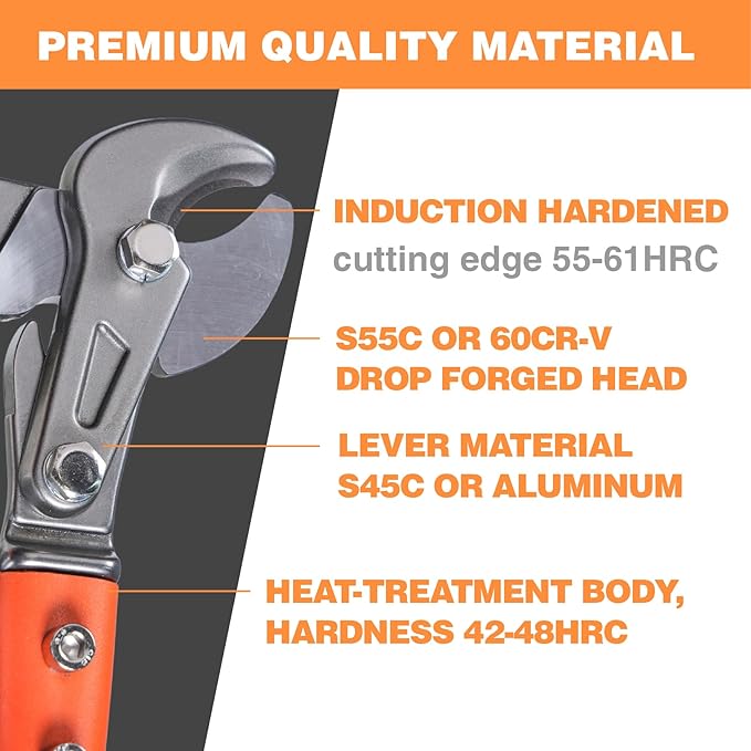 18 Inch Heavy Duty Cable Cutter with Ergonomic handle, Industrial Strength Cutter for Copper and Aluminium Cables and Ropes