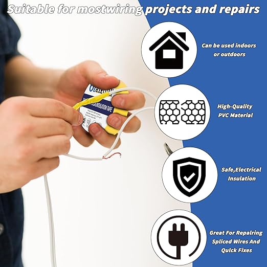 100 Rolls Yellow Electrical Tape Bulk 3/4 Inch x 66ft, Waterproof Vinyl Electric Tape High Temp Insulation Tape for Electrical Protection Home Outdoor Electric Insulating Wire Wrapping