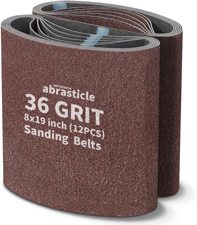 12 Packs 8 x 19 inch 36 Grit Cloth Floor Sanding Belts Ideal for Sanding Commercial and Residential Flooring