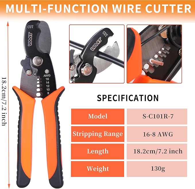 WMT Crimping Tool and Wire Stripper Kit with 230PCS Wire End Ferrules,Multifunction Self-adjustable Ratchet Crimper Tool Set for Electrical Wire Connectors AWG 20-10