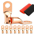 8PCS Battery Cable Ends, 1/0 Gauge Wire Connectors 3/8 Copper Wire Lugs, Bare Copper Eyelets with Heat Shrink Tubing by HOUSUN