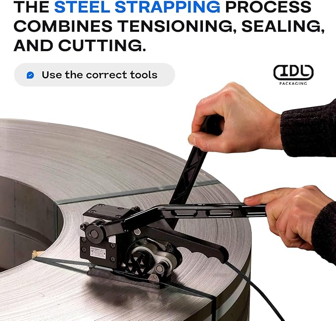 Steel Strapping Coil 1/2" x .020" x 300' (3-Pack), 1100 lbs Break Strength in Self-Dispensed Сardboard Box - Metal Band - Portable Heavy-Duty Banding with Superior Cut-Resistance by IDL Packaging