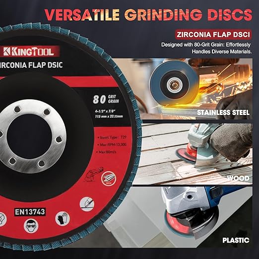 KingTool 31pcs Grinding & Cutting Wheels 4 1/2 inch Grinder Disc Set - 25pcs Cutting Wheel, 3pcs 4 1/2 Grinding Wheels, 3pcs Flap Discs with 7/8" Arbor for Angle Grinder Steel and Stainless