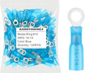 haisstronica 100pcs #10 Blue Marine Grade Heat Shrink Ring Connectors,16-14 Gauge Tinned Red Copper 0.7mm Ring Terminals Connectors,Brazed-Seam Insulated Electrical Crimp Wire Terminals