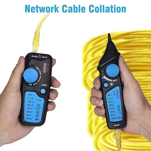Bside Network Cable Tester RJ45 RJ11 Wire Tracker Telephone Line Tester LAN TV Electric Line Finder Toner Network Cable Collation Continuity Checker with Flashlight