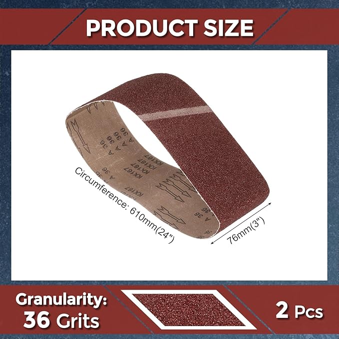 Sanding Belts 3 x 24 Inch 36 Grit Aluminum Oxide Abrasive Sandpaper for Belt Sander Metal Grinding Wood Working Weld Rust Removal