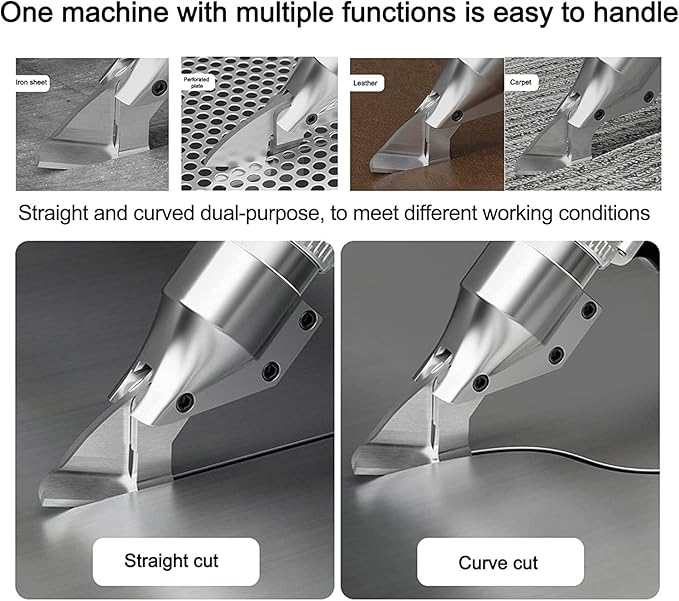 Cordless Metal Sheet Shears Electric Scissors with 360° Swivel Head, Battery-Powered Sheet Metal Cutter for Iron, Aluminum, Steel, Carpet, Leather & Cardboard Curve/Straight Cutting