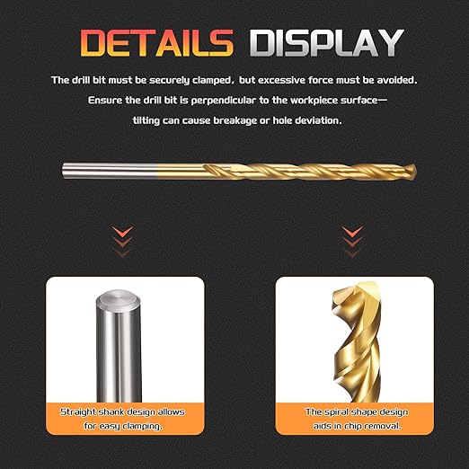 Drill Bit, 5/32" Cutting Diameter, 4341 HSS TiN Coated 135° Cutting Angle Jobber Bits - (Applications: for Drilling Soft Metal Plastic Wood), 20-Pieces