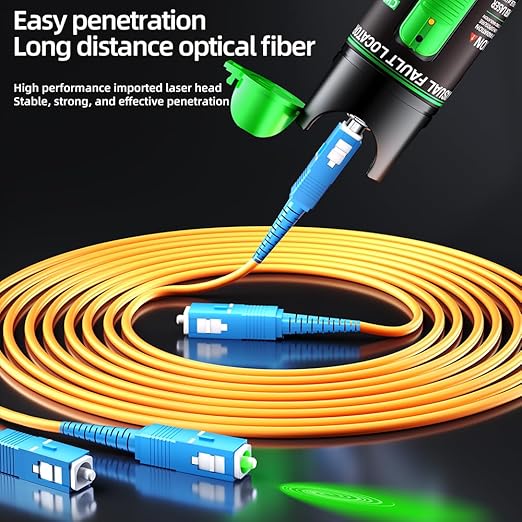 Visual Fault Locator - Green Light Fiber Optic Tester,510nm Wavelength, Compatible with SC/FC/ST/LC Interfaces, Ideal for Network