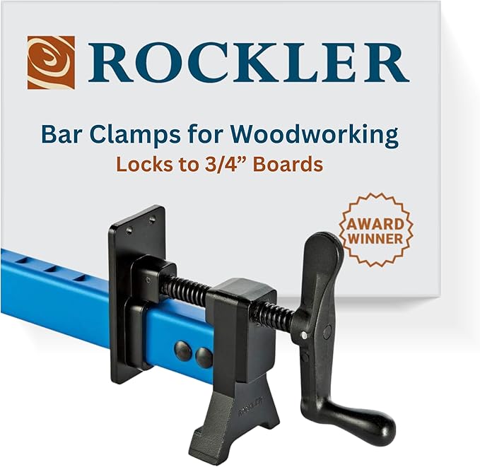 Sure-Foot 24” Bar Clamps for Woodworking – Heavy Duty Clamps w/Built-In Clamp Hook Locks to 3/4” Boards - Lightweight Aluminum Bar Clamp - Carpentry Tools And Accessories w/Stable Grip & Wide Foot