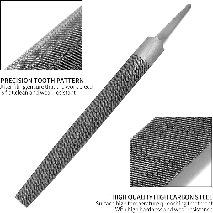 8" Half Round Medium Cut File, Double Cut Teeth, Made of High Carbon Steel, Half Round Hand File Without Handle, Suitable for Shaping Metal, Wood, etc.