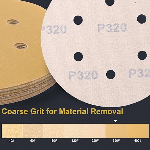 100 PCS 6 Inch 6 Hole Sanding Discs 320 Grit Hook and Loop Adhesive Round Sandpaper for Random Orbital Sander