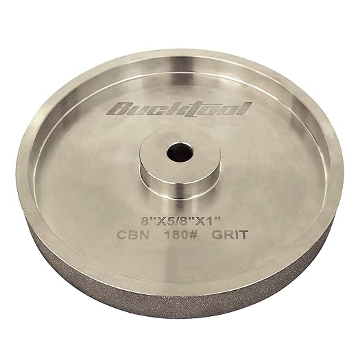 BUCKTOOL 180 Grit 8 Inch CBN Grinding Wheel, 1" Wide, 5/8" Arbor Cubic Boron Nitride Sharpening Wheel for Sharpening Wood-Turning Tools, Chisels, Hardcore and More