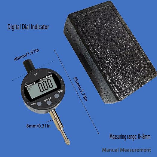 Electronic Digital Dial Indicator,Digital Probe Indicator Dial Test Gauge High Resolution: 0.0005 inch/0.01mm Tool for Lathe Shop Woodworking（zg）.