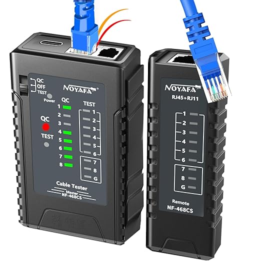 NF-468CS Network Cable Tester,RJ45/RJ11/CAT5/CAT6/CAT5E/CAT6A/ CAT7/POE Test UTP/STP Continuity Tester Ethernet Cable Mapper Phone Line CAT3, Ethernet Cable Tester, LAN Cable Test Network Tools