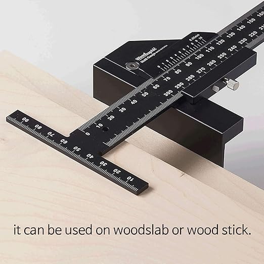 Scriber Gauge – Precision Marking Tool, Measuring Ruler, Layout Square, Thickness Gauge, CNC Aluminum Woodworking Tool for Joinery, Framing, Cabinet, DIY Projects (Old, Wide Base)