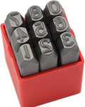9pcs Heavy Duty Steel Stamp Uppercase Number 1/4" 6mm Hand Stamping Character Mark Code Alphabet Punch Kit for Metal Jewelry Crypto Plate Leather