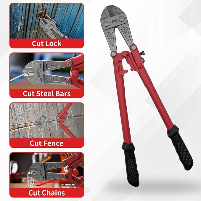 Bolt Cutter 18 inch, Bolt Cutter with Comfort Handle Grip, Heavy Duty Bolt Cutter for Fences, Steel Wire, Chains, Screws, Locks, and Rivet