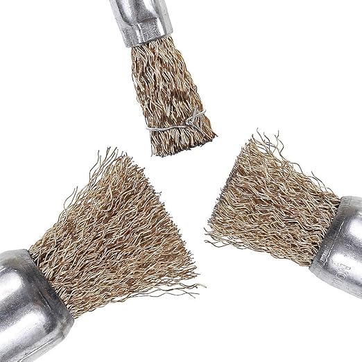 Rocaris 15 Pack Brass Coated Wire Brush Wheel & Cup Brush Set with 1/4-Inch Shank, 3 Sizes Coated Wire Drill Brush Set Perfect for Removal of Rust/Corrosion/Paint
