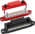 275A Marine Bus Bar 12V Power Distribution Block 2 x 5/16" Terminal Studs and 14 x #8 Screws Positive and Ground Battery BusBar for Automotive Car Boat