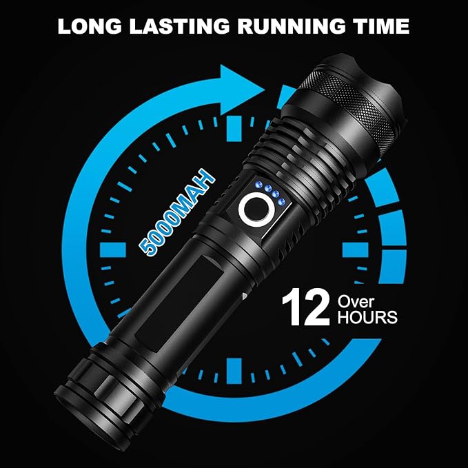 4 Pack Rechargeable LED Flashlights High Lumens, 90,000LM Super Bright Flashlight, Adjustable Powerful Flash Light with USB Cable & 5 Modes, Waterproof Handheld Flashlight for Home Camping