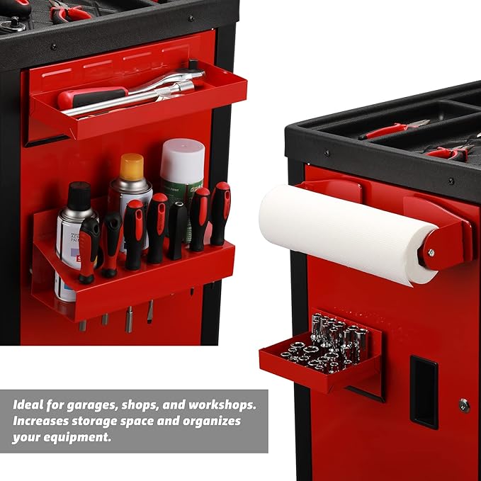 AIRTOON Magnetic Toolbox Tray Set, 4-Piece Magnetic Tool Box Holder, Holds Tools Securely in Place, Powerful Magnetic Tray Set for Shop or Garage, Red