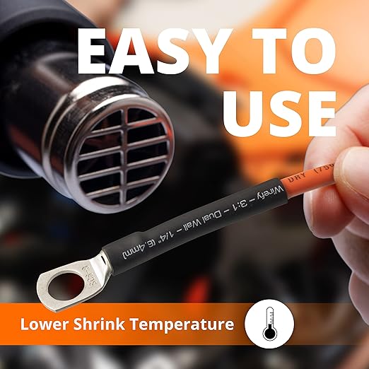 Wirefy 2" Heat Shrink Tubing - Large Diameter - 3:1 Ratio - Adhesive Lined - Industrial Heat-Shrink Tubing - Black - 50 Feet Roll