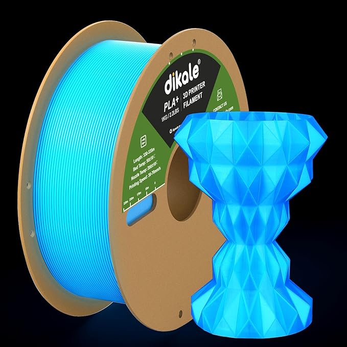 PLA+ 3D Printer Filament Luminous Blue, 1.75mm No Tangle, Net Weight 2.2lbs Spool (1kg, PLA Pro Plus, Blue with Glow in The Dark Effect