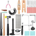 Jewelers Tools Set 27Pcs Ring Making Kit Includes Jewelers Saw with 144 Saw Blades, Bench Pin Clamp, Wooden Ring Clamp, Rings Sizer Measuring Tool, Rubber Hammer, Diamond Needle Files, Jewelry Pliers