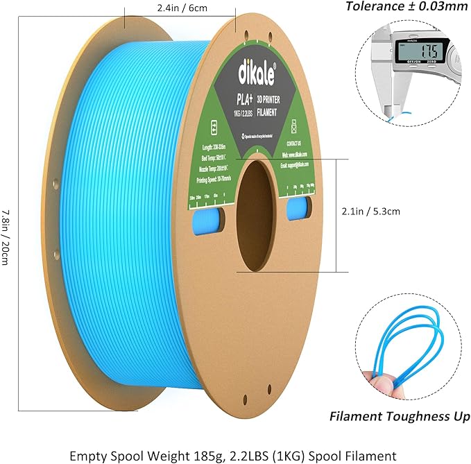PLA+ 3D Printer Filament Luminous Blue, 1.75mm No Tangle, Net Weight 2.2lbs Spool (1kg, PLA Pro Plus, Blue with Glow in The Dark Effect