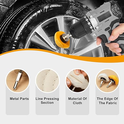 Polishing Wheel for Drill Kits, 10pcs Buffing Wheels, 5pcs Felt Wheels and 3pcs Compound, Different Size and Density Polisher Wheels for Metal, Jewelry, Car, Aluminum, DIY Buffing & Finishing