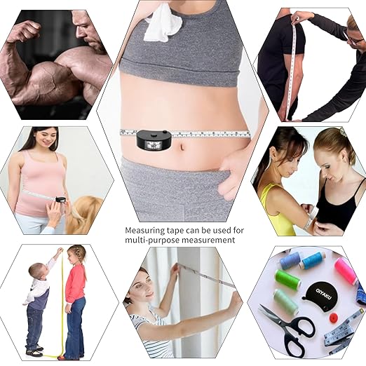 Dual Scale Tape Measure for Cloth Tailoring and Body Measurement 60 Inch/150cm Retractable Soft Tape with Lock Button and Window Reading Weight Loss Fitness Medical Nursing Craft Cloth Tools