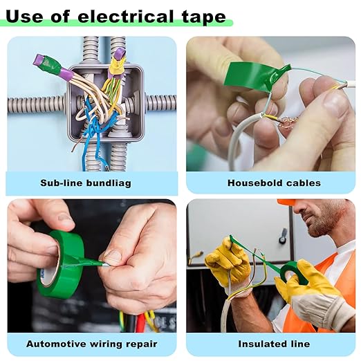 Romeda 9 Pack Electrical Tapes, Electrical Tape Water, Sun, and Oil Resistant, Electrical Tape is Suitable for Most Domestic, Commercial, and Industrial environments - Green