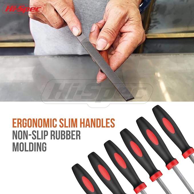 Hi-Spec 6pc Metal Small Needle Hand File Tool Set Kit. Fine Micro Steel Files. Flat, Half, Round & Triangle for Crafts, Metal & Wood Work.