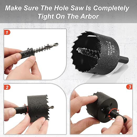 2 Inch Hole Saw with 3/8" Triangle Shank Quick Change Arbor, JTemgle Bi-Metal Hole Saw Heavy Duty Hole Cutting Tool for Cornhole Boards, Recessed Lights, Wood, Plastic, Drywall & Soft Metal