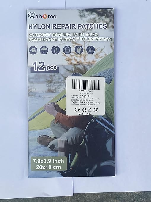 7.9x3.9 inch 12 PCS Nylon Repair Patch Nylon Repair Tape Self Adhesive Fabric Tapes Outdoor Camping Gear Fabric kit for Tent, Umbrella, Down Jackets, Sleeping Bag, Knapsack（Dark Green）