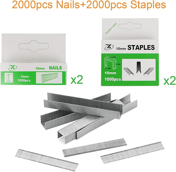 Cordless Staple Gun Nail Gun Tacker, Electric Stapler & Nailer 2 in 1, Electric Staple Gun with Rechargeable USB Charger for Upholstery DIY Includes 2000pcs 10mm Nails and 2000pcs 10mm Staples