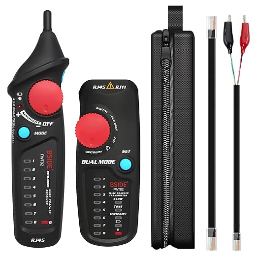 Bside Dual Mode Wire Tracker RJ11 RJ45 Network Cable Tester Toner Generator Network Cable Collation Ethernet LAN Line Finder with Flashlight