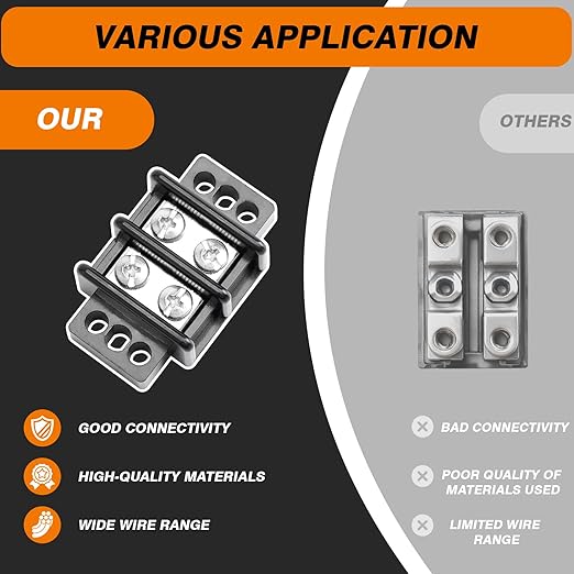 Terminal Blocks Double Row Stainless Steel 10-22 AWG Copper 600V/30A Rated 2-14 Poles Neat Circuit Solution 1 Pack TBD (2 Poles)