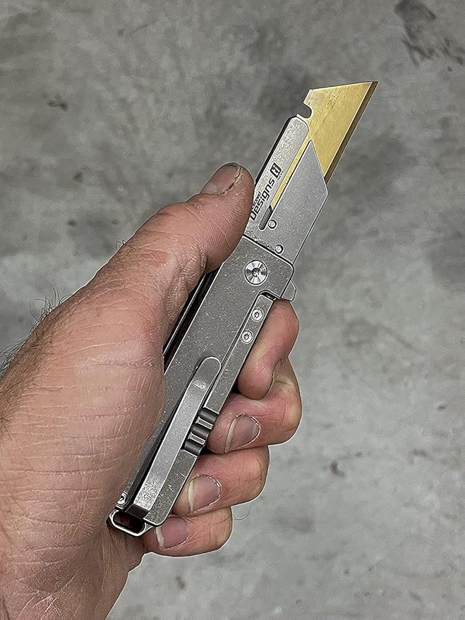 TIRANT RAZOR V3 (Stonewashed) 6Al-4V Titanium Utility Knife & EDC Pocket Knife, Box Cutter, Razor Blade EDC Tool