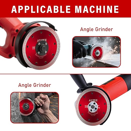 5 Pcs Diamond Saw Blades, 4'' Tile Cutting Blades for Angle Grinder, Glass Cutting Disc Grinder Blades for Cutting Porcelain Ceramic Granite Marble (Red)