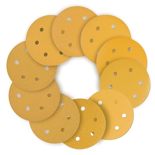 6 Inch - 6 Hole Hook and Loop Sanding Discs-60/80/100/120/150/220/320/400/600/800 Assorted Grits Sandpaper for Random Orbital Sander - 100 Pack