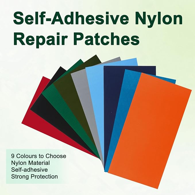 8PCS 7.8x3.9 inch Nylon Repair Patch Self-Adhesive Fabric Patch Down Jacket Repair Patches for Puffer Jackets Tenacious Tape Polyester Waterproof Lightweight Tent Repair Patch Kits for Clothes Bag