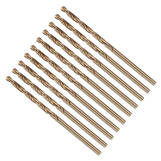 Drill Bit, #35 Cutting Diameter, 4341 HSS Gold Finish 118° Cutting Angle Number Jobber Bits - (Applications: for Drilling Soft Metal Plastic Wood), 10-Pieces