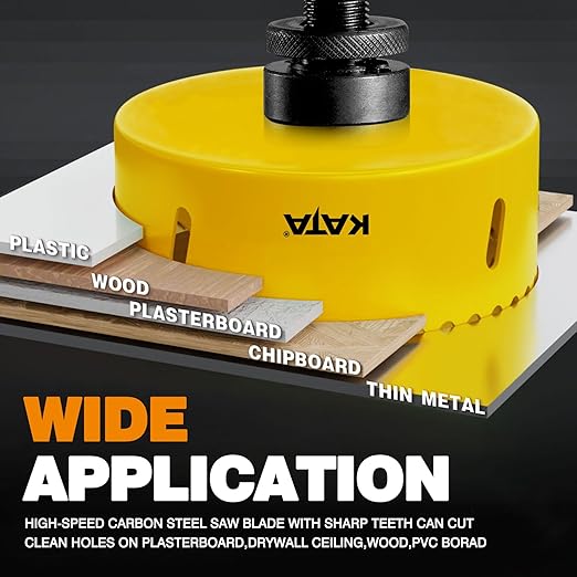 KATA Bi-Metal Hole Saw Kit, 28 Piece M42 Steel Hole Saw Set with 3/4" -4-3/4" (19-121mm), General Purpose Hole Saw Blades in Case with Arbors, Drill Bit, Hex Key for Thin Metal, Hard Wood, Drywall