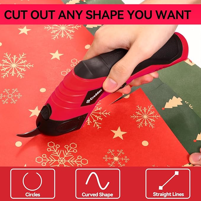 Cordless electric scissors for cardboard Fabric Cutter Cardboard Cutter Tool for Crafting,and Sewing with Usb Cable Red